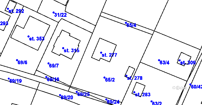 Parcela st. 277 v KÚ Plav, Katastrální mapa
