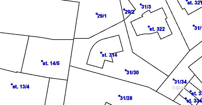 Parcela st. 314 v KÚ Plav, Katastrální mapa