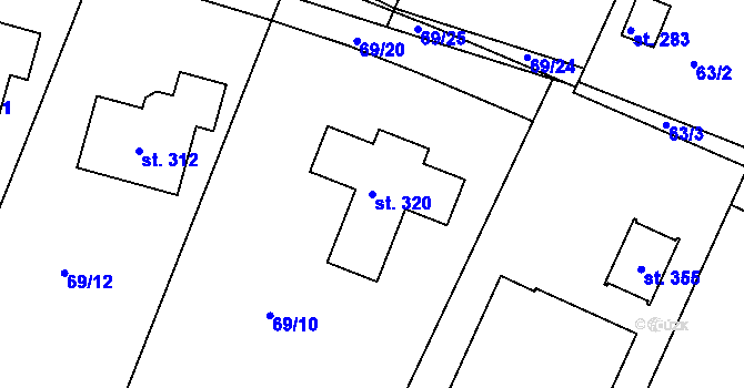 Parcela st. 320 v KÚ Plav, Katastrální mapa
