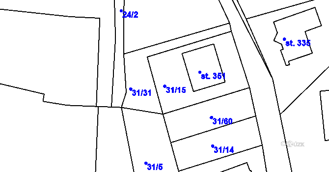 Parcela st. 31/15 v KÚ Plav, Katastrální mapa