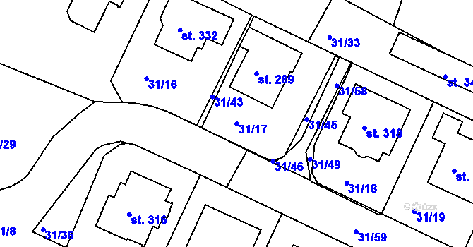 Parcela st. 31/17 v KÚ Plav, Katastrální mapa