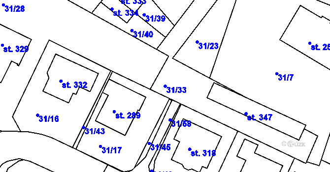 Parcela st. 31/33 v KÚ Plav, Katastrální mapa