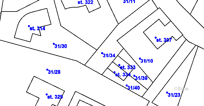 Parcela st. 31/34 v KÚ Plav, Katastrální mapa