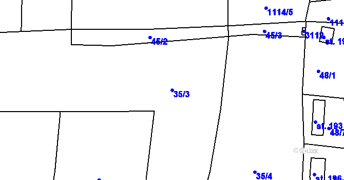 Parcela st. 35/3 v KÚ Plav, Katastrální mapa