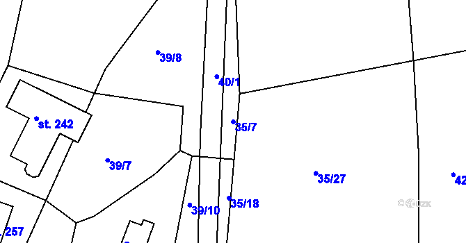 Parcela st. 35/7 v KÚ Plav, Katastrální mapa