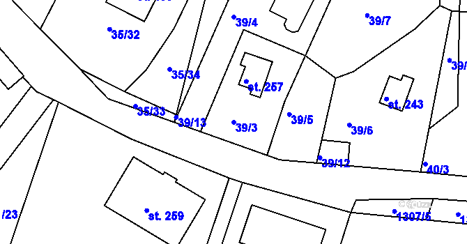 Parcela st. 39/3 v KÚ Plav, Katastrální mapa