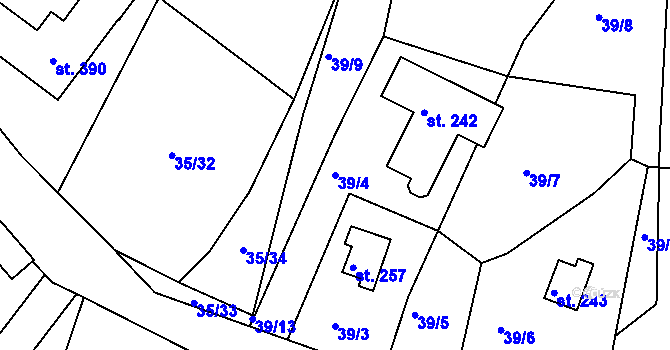 Parcela st. 39/4 v KÚ Plav, Katastrální mapa
