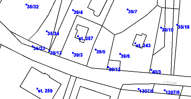 Parcela st. 39/5 v KÚ Plav, Katastrální mapa