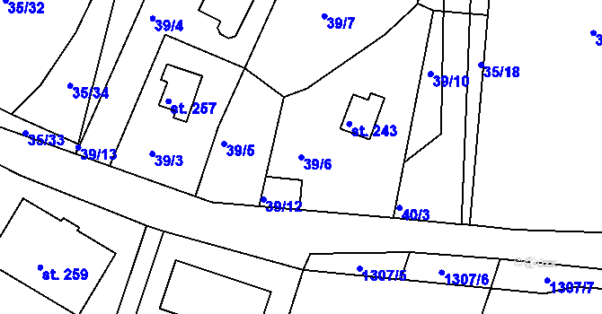 Parcela st. 39/6 v KÚ Plav, Katastrální mapa