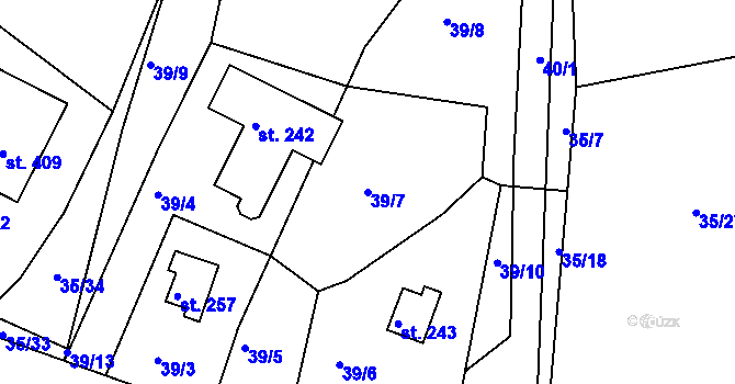Parcela st. 39/7 v KÚ Plav, Katastrální mapa