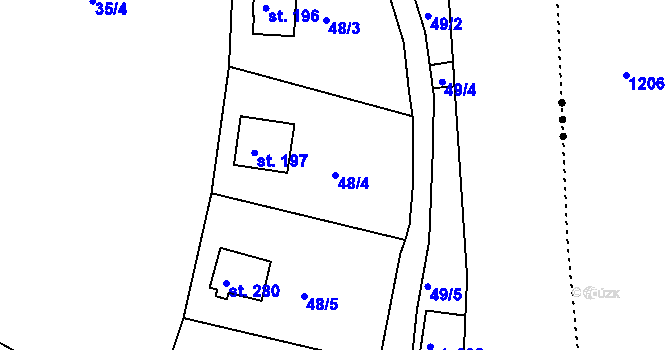 Parcela st. 48/4 v KÚ Plav, Katastrální mapa