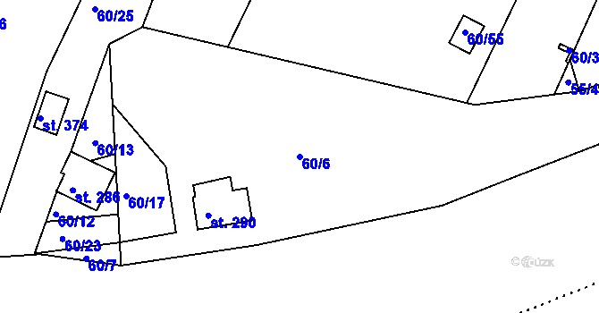 Parcela st. 60/6 v KÚ Plav, Katastrální mapa