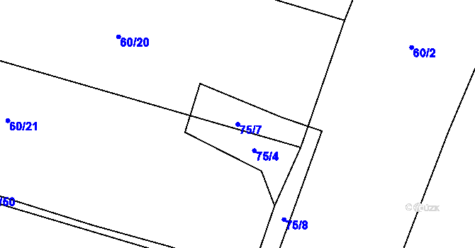 Parcela st. 75/7 v KÚ Plav, Katastrální mapa
