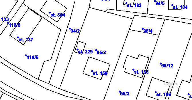 Parcela st. 95/2 v KÚ Plav, Katastrální mapa