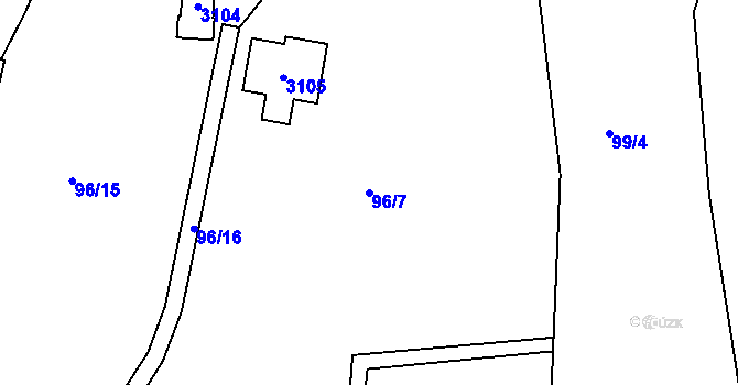 Parcela st. 96/7 v KÚ Plav, Katastrální mapa
