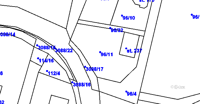 Parcela st. 96/11 v KÚ Plav, Katastrální mapa