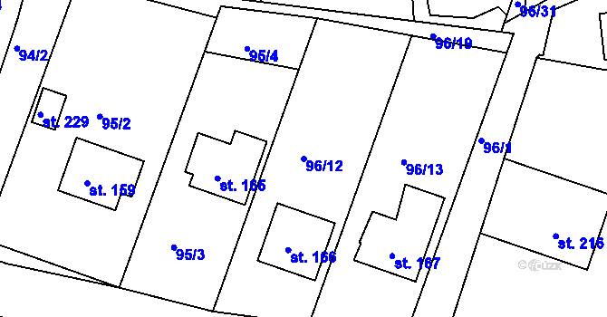 Parcela st. 96/12 v KÚ Plav, Katastrální mapa