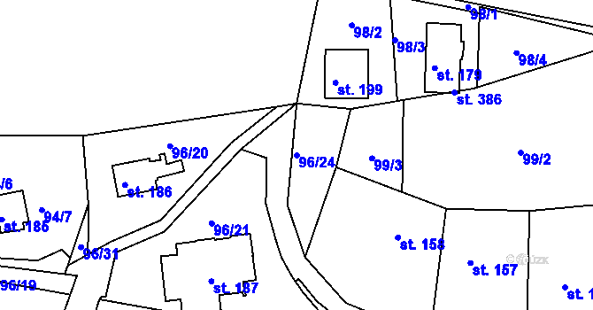 Parcela st. 96/24 v KÚ Plav, Katastrální mapa