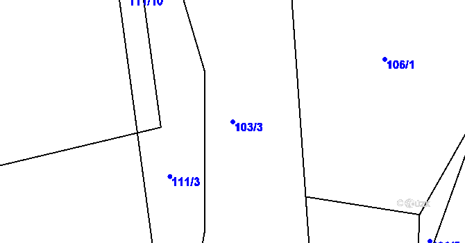 Parcela st. 103/3 v KÚ Plav, Katastrální mapa