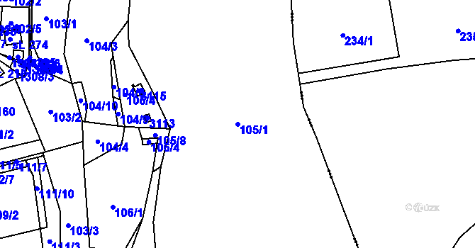 Parcela st. 105/1 v KÚ Plav, Katastrální mapa