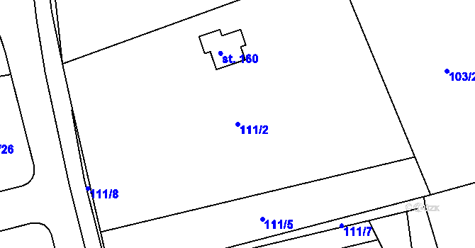Parcela st. 111/2 v KÚ Plav, Katastrální mapa