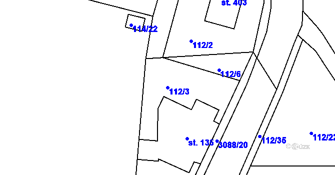 Parcela st. 112/3 v KÚ Plav, Katastrální mapa