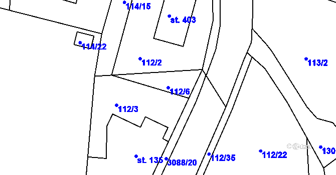 Parcela st. 112/6 v KÚ Plav, Katastrální mapa