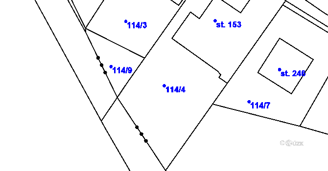 Parcela st. 114/4 v KÚ Plav, Katastrální mapa