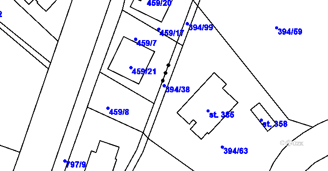 Parcela st. 394/38 v KÚ Plav, Katastrální mapa