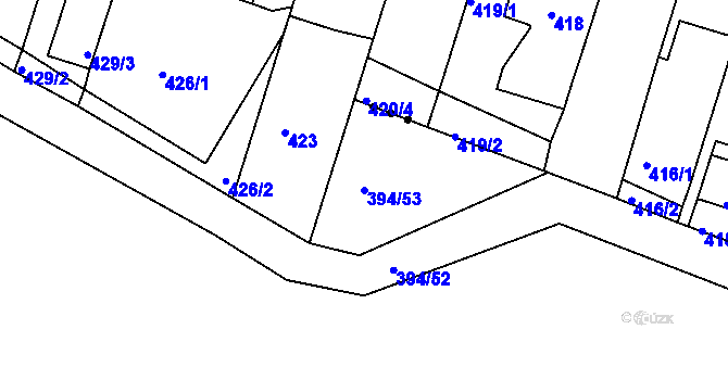 Parcela st. 394/53 v KÚ Plav, Katastrální mapa