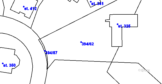 Parcela st. 394/62 v KÚ Plav, Katastrální mapa