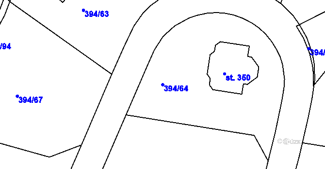 Parcela st. 394/64 v KÚ Plav, Katastrální mapa