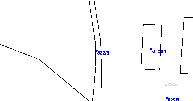 Parcela st. 822/5 v KÚ Plav, Katastrální mapa
