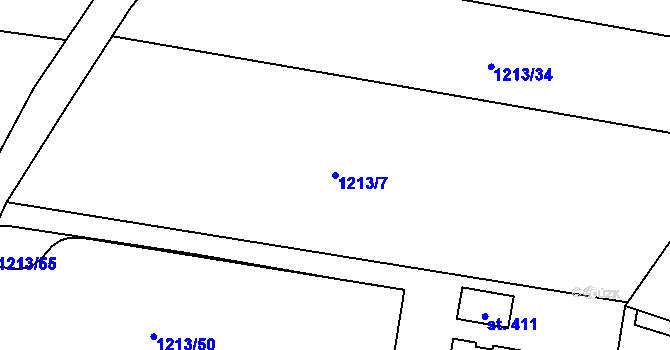 Parcela st. 1213/7 v KÚ Plav, Katastrální mapa