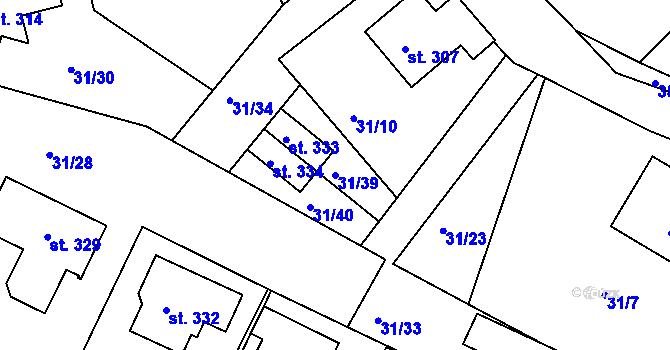 Parcela st. 31/39 v KÚ Plav, Katastrální mapa