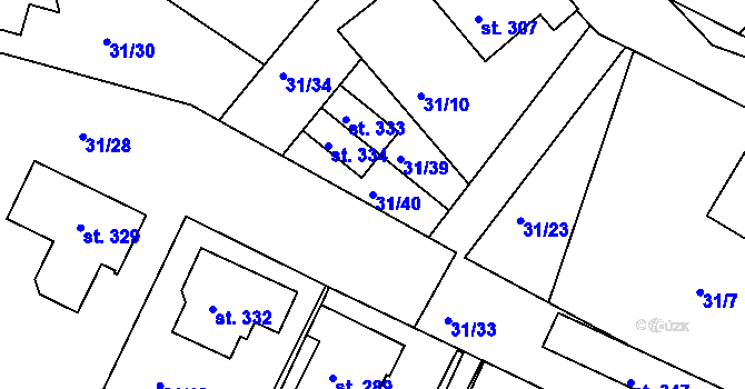 Parcela st. 31/40 v KÚ Plav, Katastrální mapa