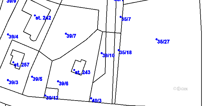 Parcela st. 39/10 v KÚ Plav, Katastrální mapa