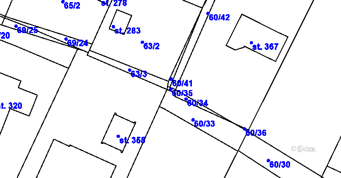 Parcela st. 60/35 v KÚ Plav, Katastrální mapa