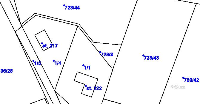 Parcela st. 728/8 v KÚ Plav, Katastrální mapa