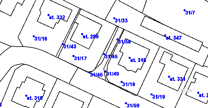 Parcela st. 31/45 v KÚ Plav, Katastrální mapa