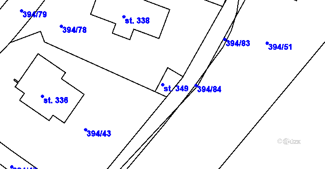 Parcela st. 349 v KÚ Plav, Katastrální mapa