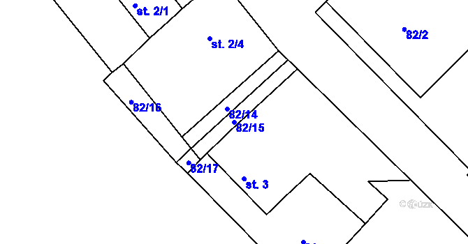 Parcela st. 82/15 v KÚ Plav, Katastrální mapa