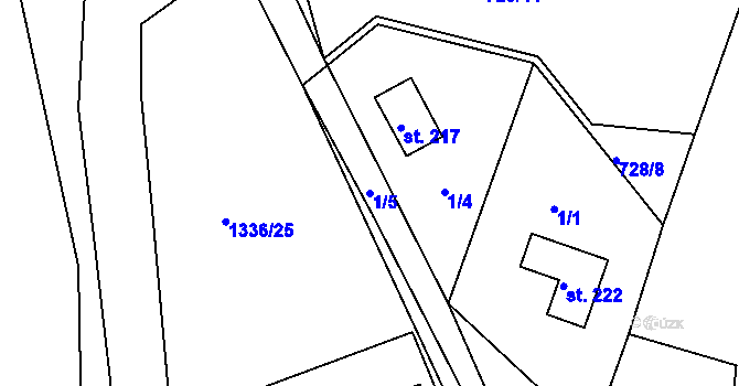 Parcela st. 1/5 v KÚ Plav, Katastrální mapa