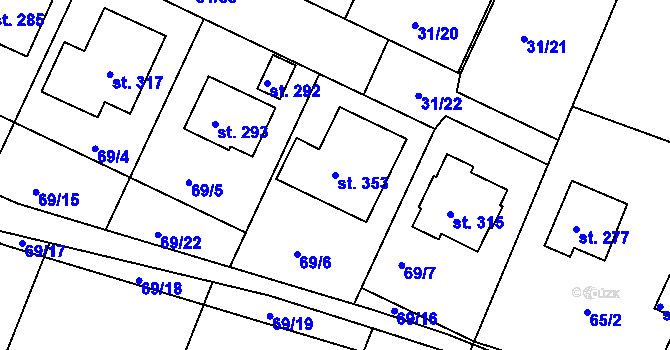 Parcela st. 353 v KÚ Plav, Katastrální mapa