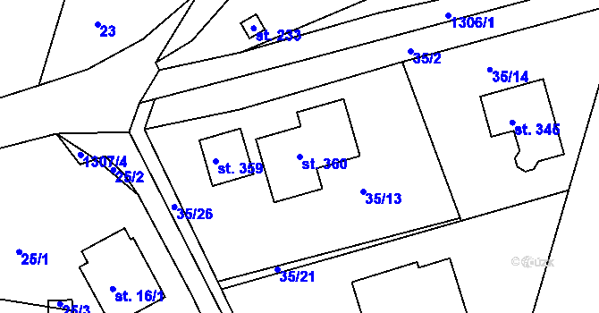Parcela st. 360 v KÚ Plav, Katastrální mapa