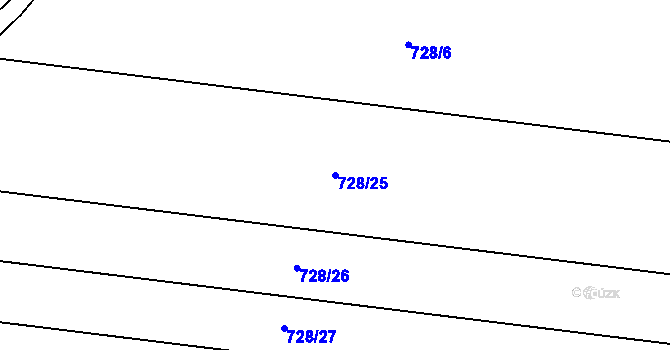 Parcela st. 728/25 v KÚ Plav, Katastrální mapa