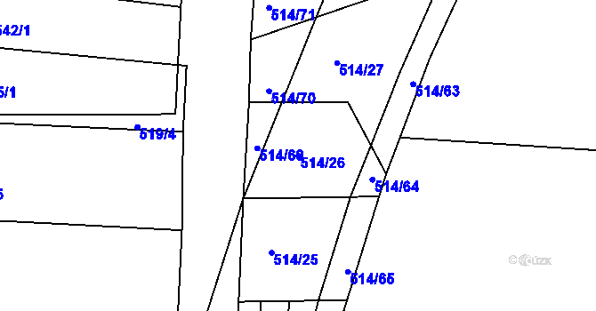 Parcela st. 514/26 v KÚ Plav, Katastrální mapa