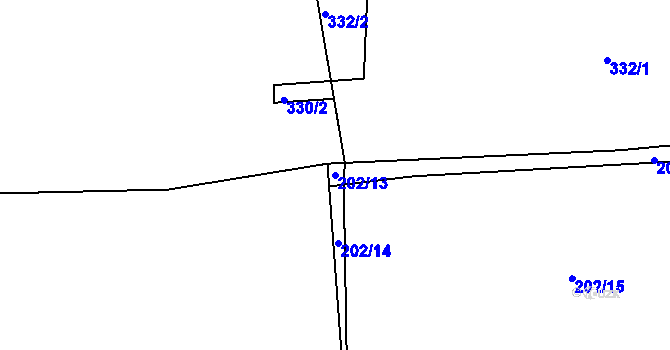 Parcela st. 202/13 v KÚ Plav, Katastrální mapa