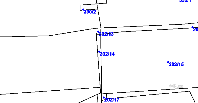 Parcela st. 202/14 v KÚ Plav, Katastrální mapa