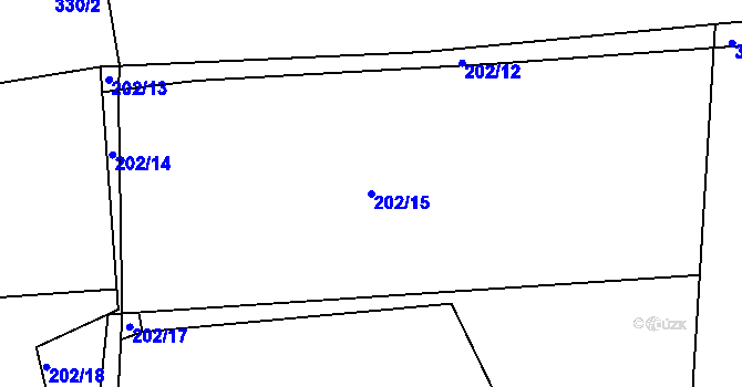 Parcela st. 202/15 v KÚ Plav, Katastrální mapa